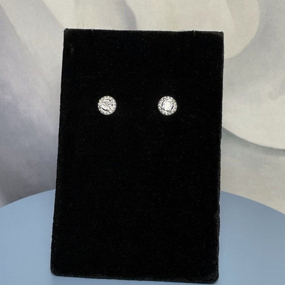 Avianna Halo Round Cubic Zirconia Silver Stud Earrings Gift Boxed - Picture 9 of 9